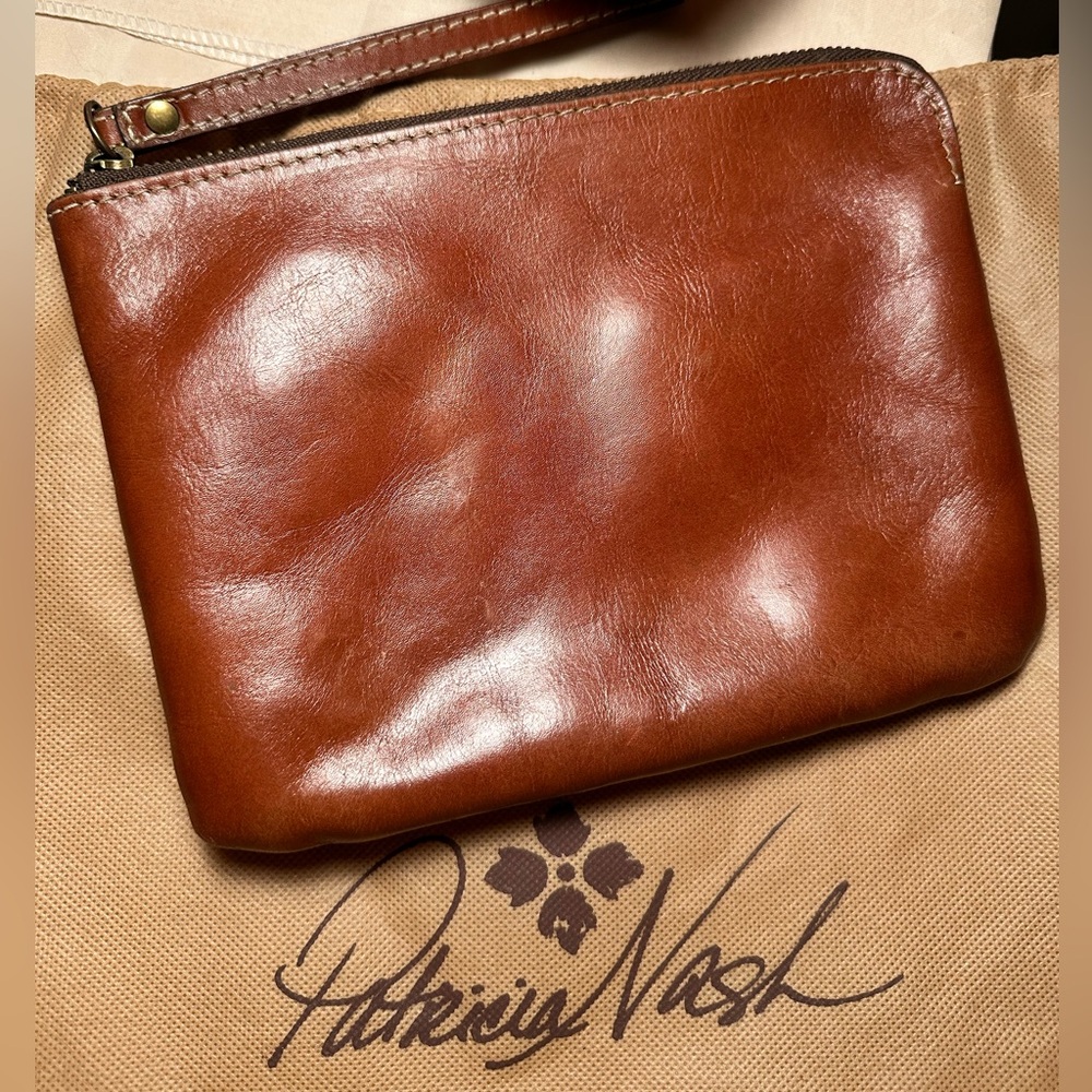 Patricia Nash - brown leather clutch - GUC